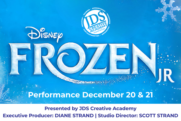 Frozen Jr. cast with Executive Producer Diane Strand and Studio Director Scott Strand at JDS Creative Academy in Temecula – kids theater and children’s musical performance