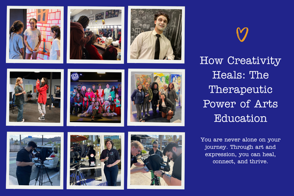 Diverse students engaging in visual arts, performing arts, and digital media projects, expressing creativity, confidence, and collaboration in an inclusive classroom environment